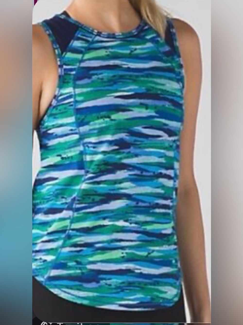 Lululemon Sculpt Tank Seven Wonders Multi Hero Blue Mesh Workout Top
